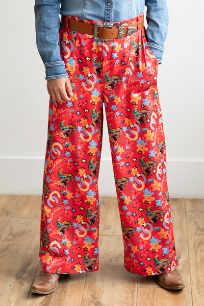 TH56 RED HORSESHOE COWBOY PANT  (7 Piece)