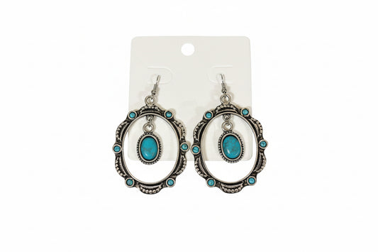 Oval Turq Drop Earrings