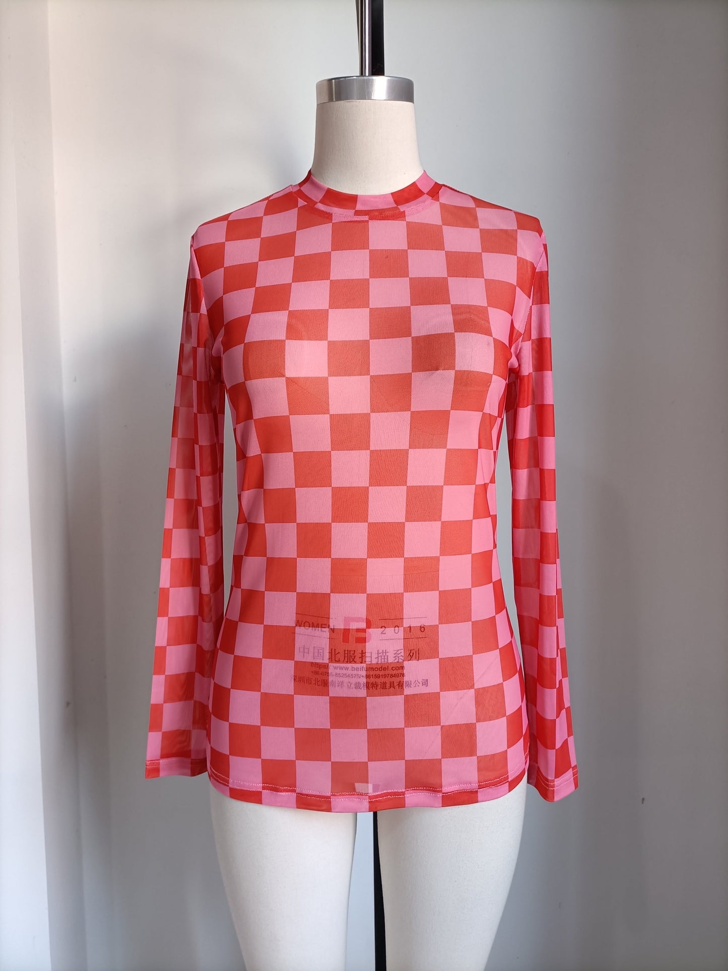 1221 RED /PINK CHECK MESH TOP SINGLE