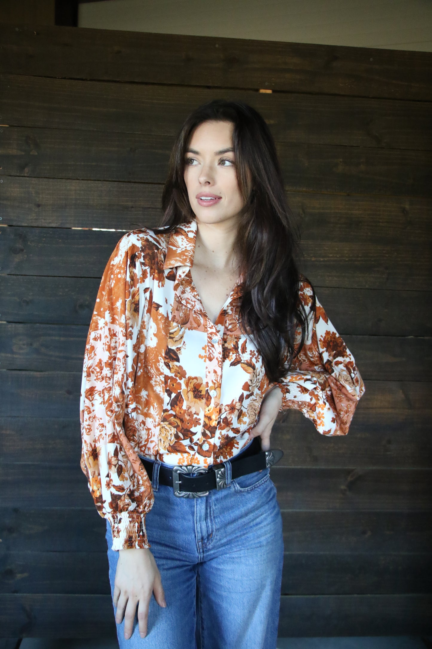 TH23 RUST FLORAL TOP (1 Piece)