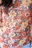 RTS TH1221 RETRO ORANGE FLORAL TOP