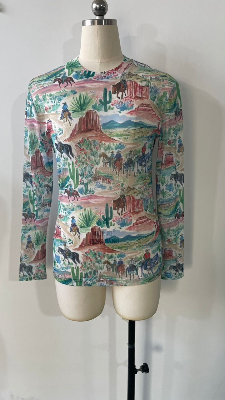 TH1221 WESTERN WATER COLOR MESH TOP (7 PIECE)