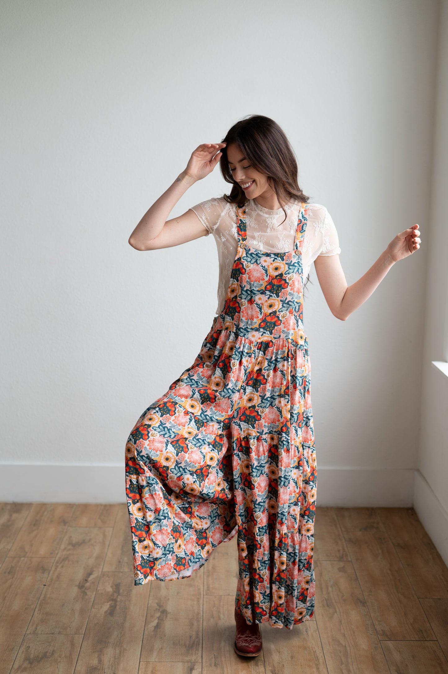 TH86 Overall RUFFLE ROMPER VINTAGE POPPIE (7 Piece)