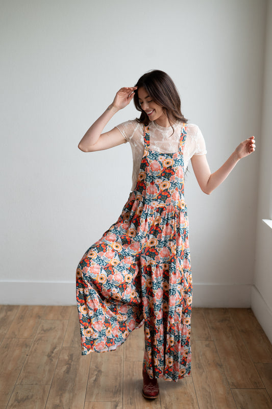 TH86 S164 Overall RUFFLE ROMPER VINTAGE POPPIE (1 Piece)