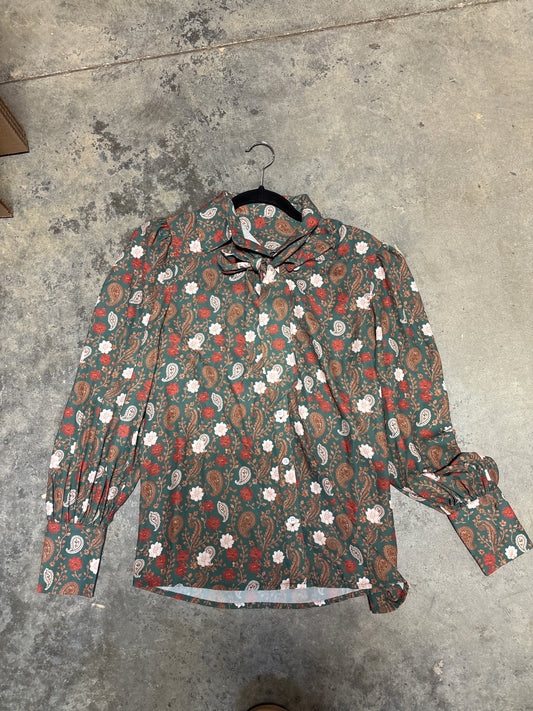 TH11-1  GREEN PAISLEY FLORAL  (7 PIECE)