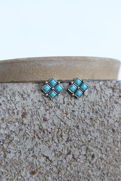 1580 (1) DIAMOND SHAPED TURQ STUD EARRING