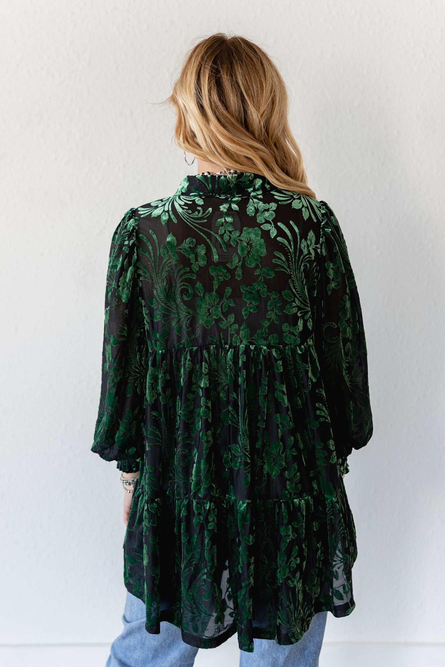 TH2776 GREEN VELVET BOHO BLOUSE (7 Piece)