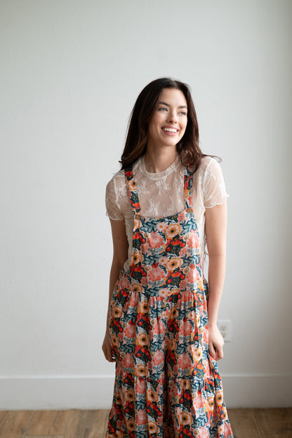 TH86 S164 Overall RUFFLE ROMPER VINTAGE POPPIE (1 Piece)