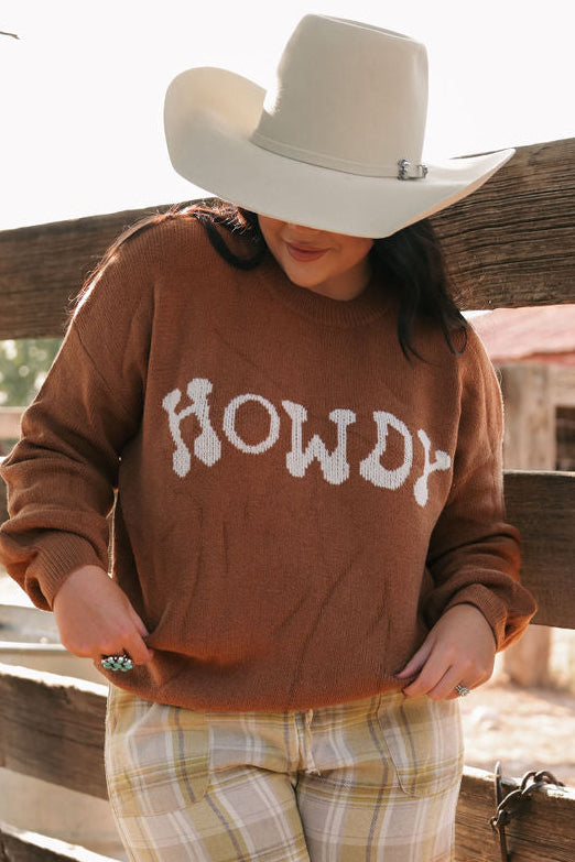 SINGLE TH6938 HOWDY BROWN SWEATER (2) 1X ,2X