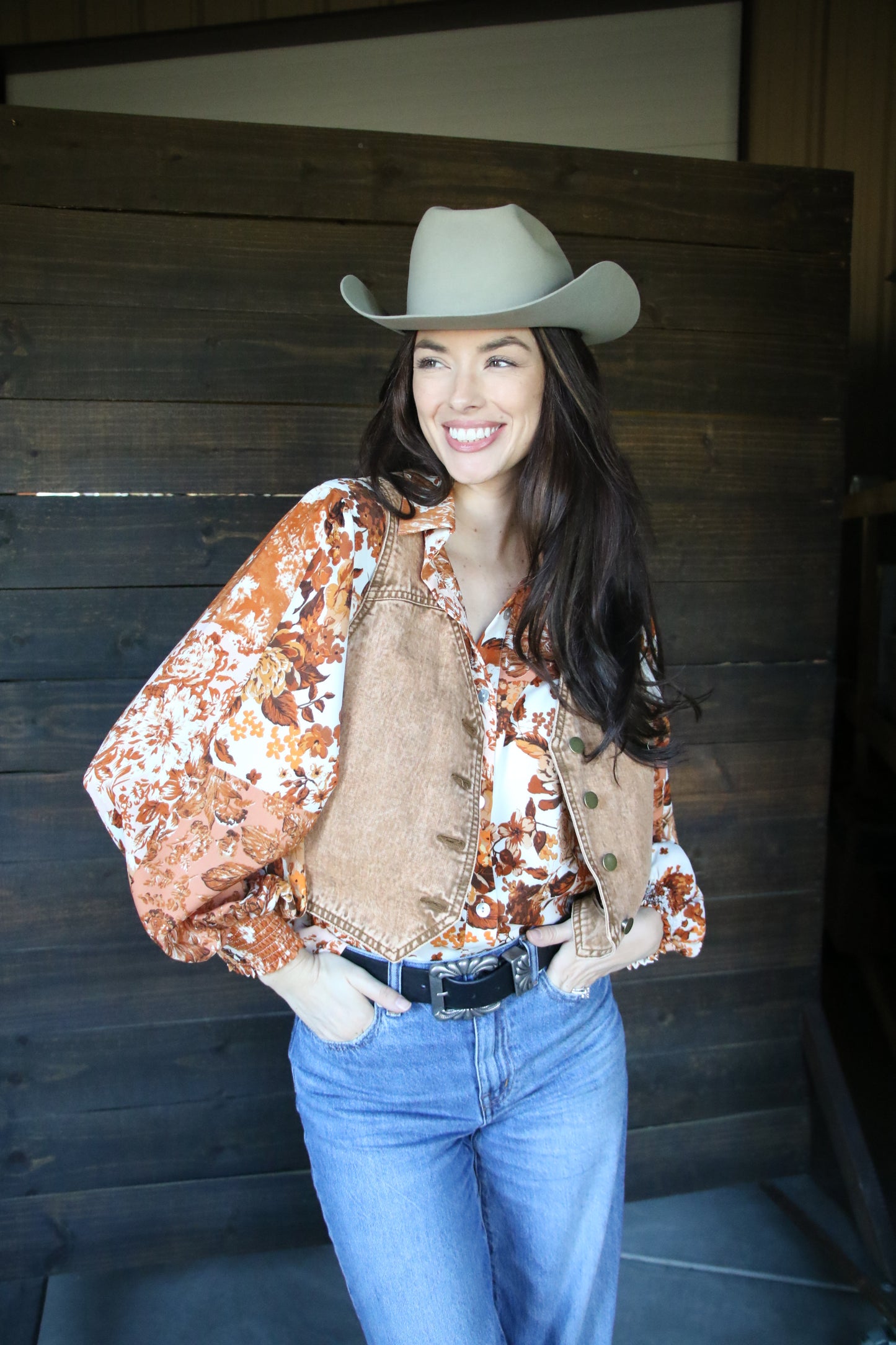 TH23 RUST FLORAL TOP (1 Piece)