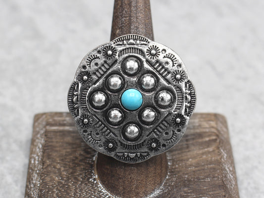 0038 H17 SILVER CONCHO STRETCH RING