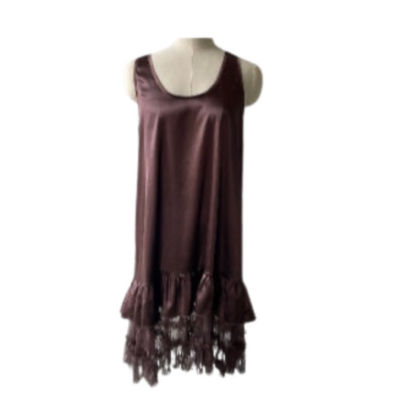 TH39 BROWN SATIN LACE DRESS(1 Piece)