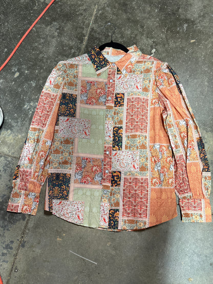 TH12 SAGE ORANGE PATCHWORK TOP (7 PIECE)