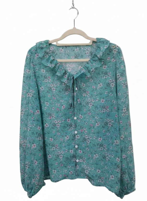 TH2503 BLUE RUFFLE TOP (7 Piece)