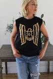 TH2086 THUNDERBIRD BLACK / GOLD SEQUIN SWEATER VEST