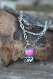 0893 H132 PINK STONE TWO LAYER CHAIN NL