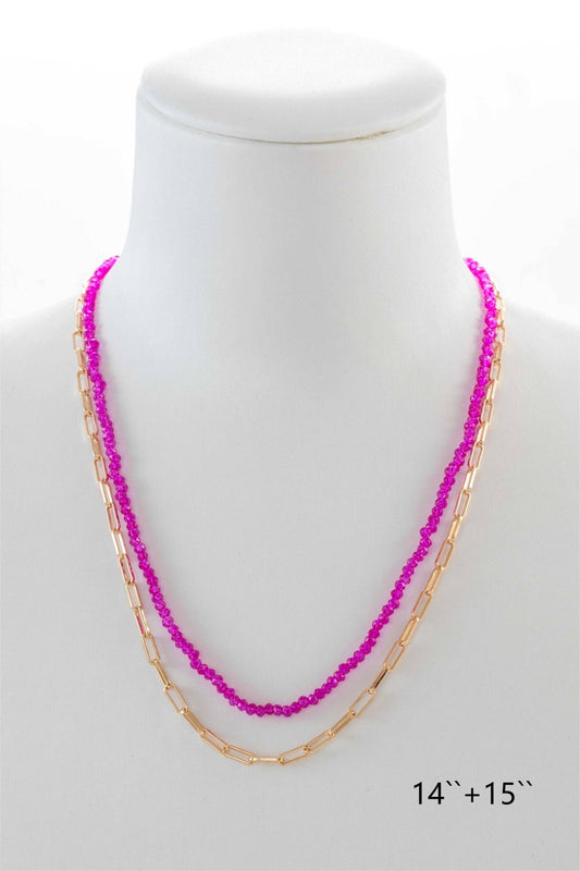 041 HH231 PINK 2S GOLD CHAIN  AND CRYSTAL NL
