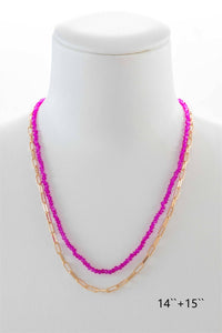 041 L31  PINK 2S GOLD CHAIN  AND CRYSTAL NL