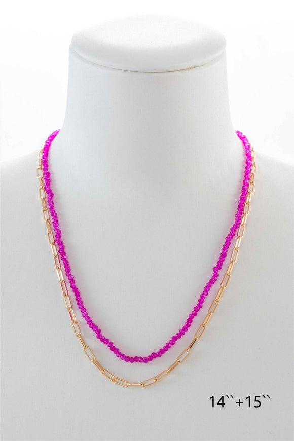 041 L31  PINK 2S GOLD CHAIN  AND CRYSTAL NL