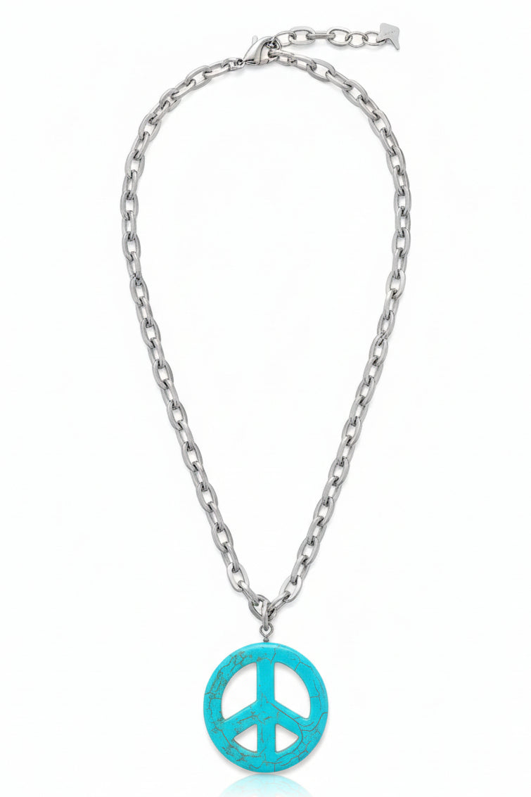 224269 SILVER PAPER CLIP CHAIN PEACE PENDANT NL