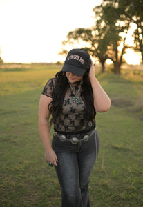 TH1224 BLACK  LACE SHORT SLEEVE TOPS (7 Piece)