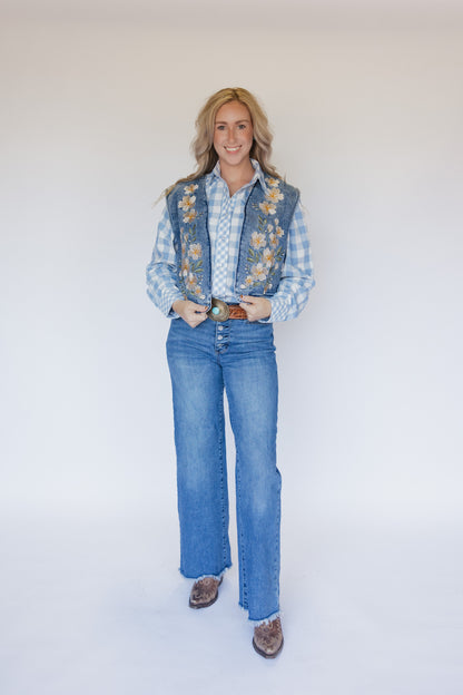 TH162 IVORY FLORAL VEST (7 Piece)
