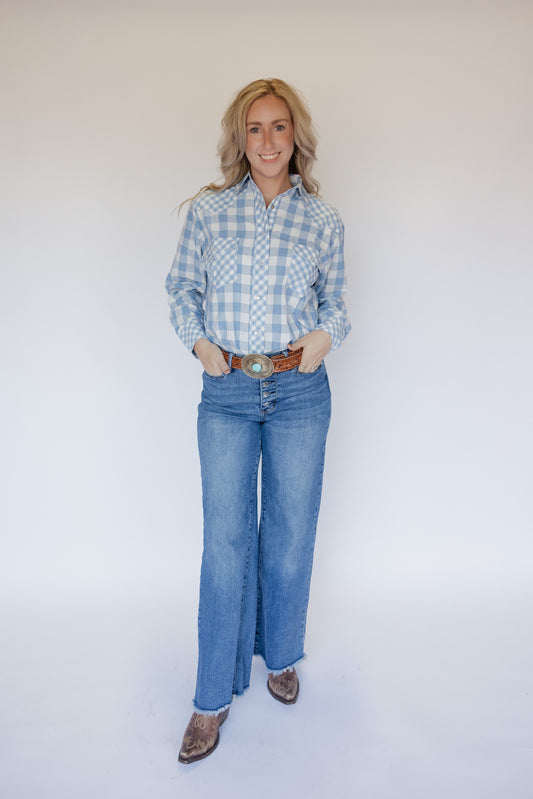 TH21 BLUE MIXED GINGHAM TOP (7 Pieces)