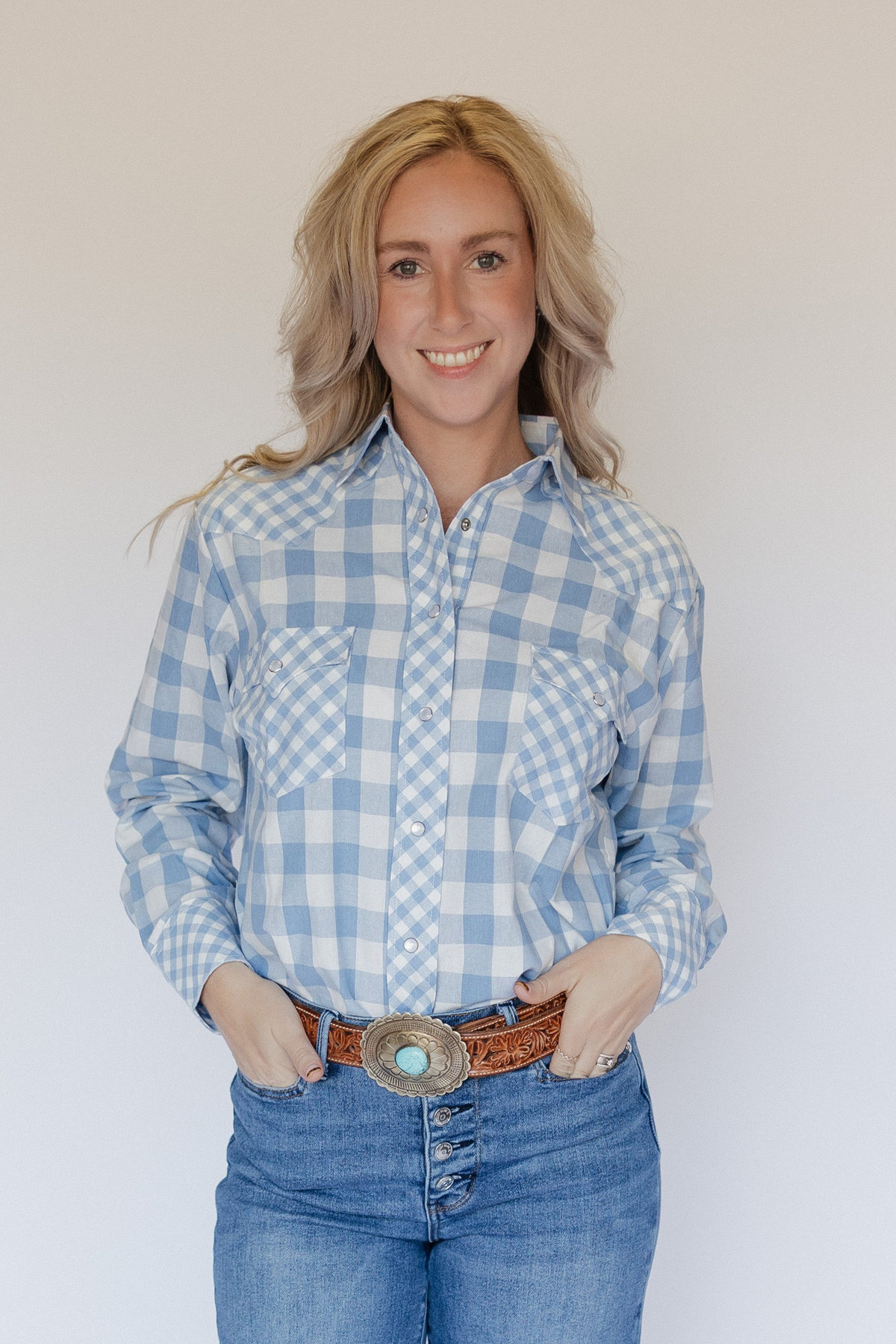TH21 BLUE MIXED GINGHAM TOP (7 Pieces)