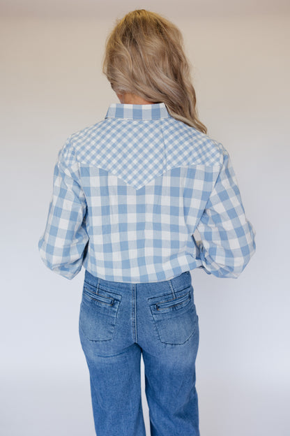 TH21 BLUE MIXED GINGHAM TOP (7 Pieces)