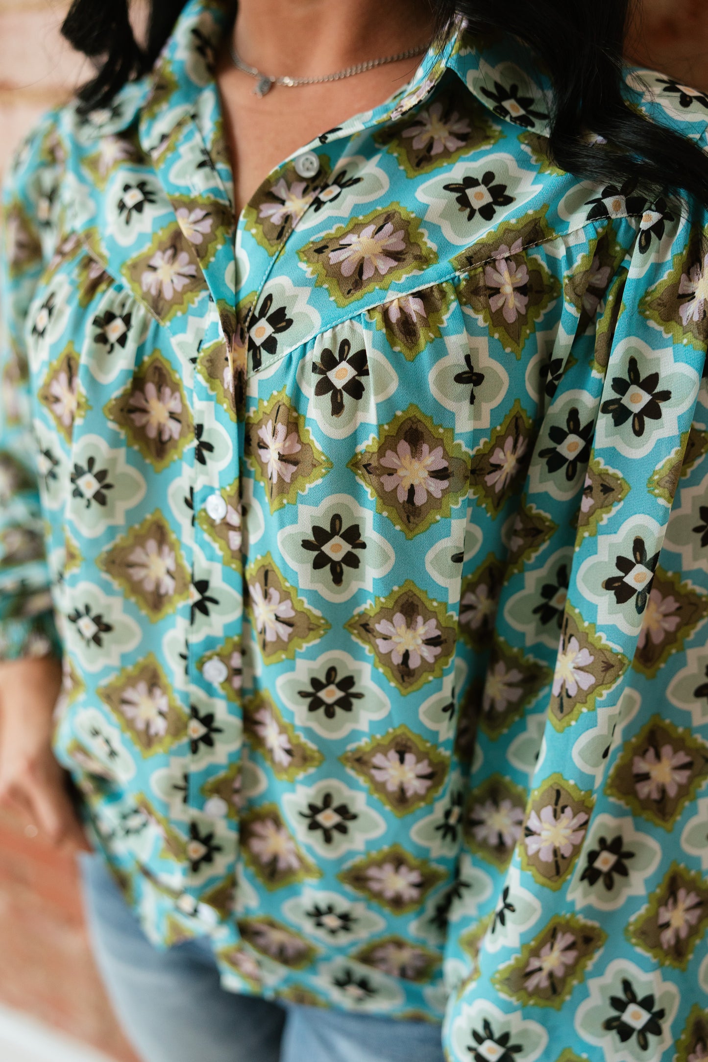 TH24 TURQUOISE MEDALLION BLOUSE ( 7 PIECE)