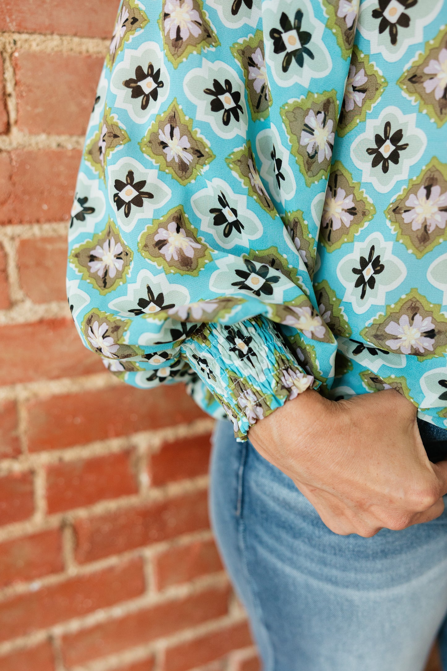 TH24 TURQUOISE MEDALLION BLOUSE ( 7 PIECE)
