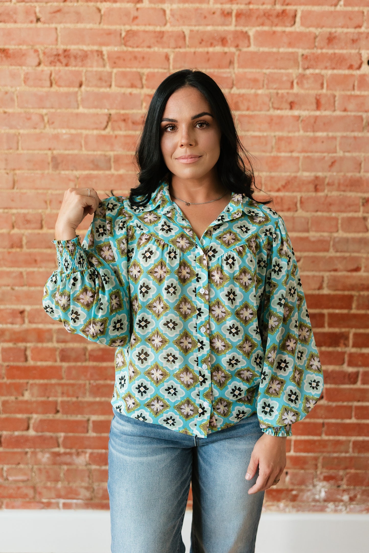 TH24 TURQUOISE MEDALLION BLOUSE ( 7 PIECE)