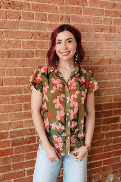 TH199 OLIVE PINK FLOWER DOT (7 PIECE)