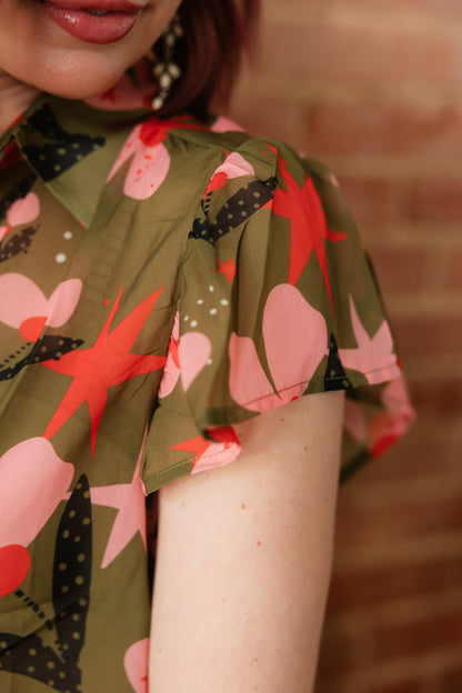 TH199 OLIVE PINK FLOWER DOT (7 PIECE)