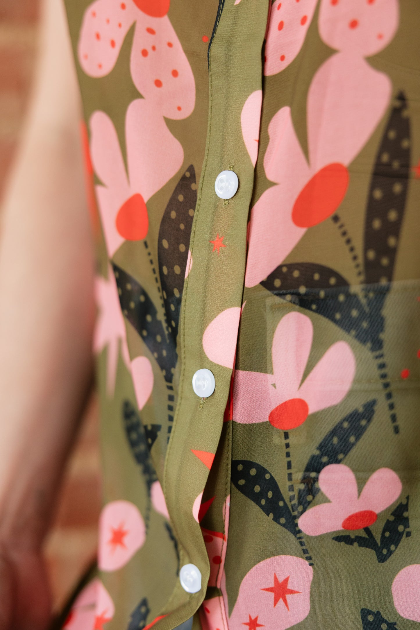 TH199 OLIVE PINK FLOWER DOT (7 PIECE)