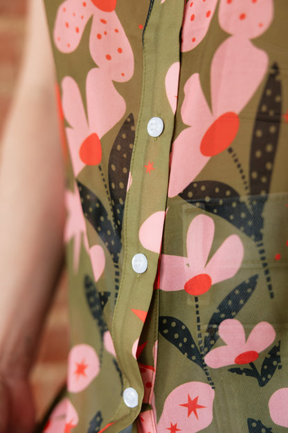 TH199 OLIVE PINK FLOWER DOT (7 PIECE)