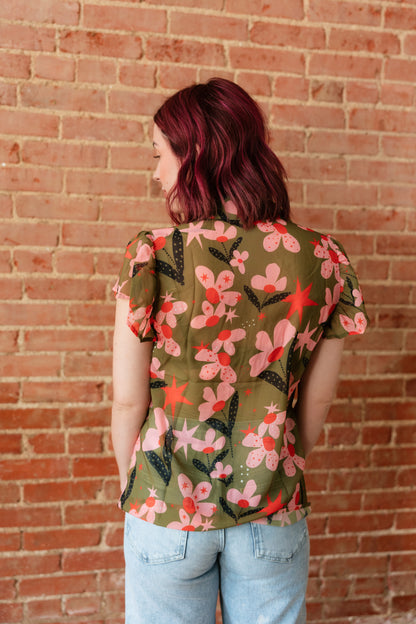 TH199 OLIVE PINK FLOWER DOT (7 PIECE)