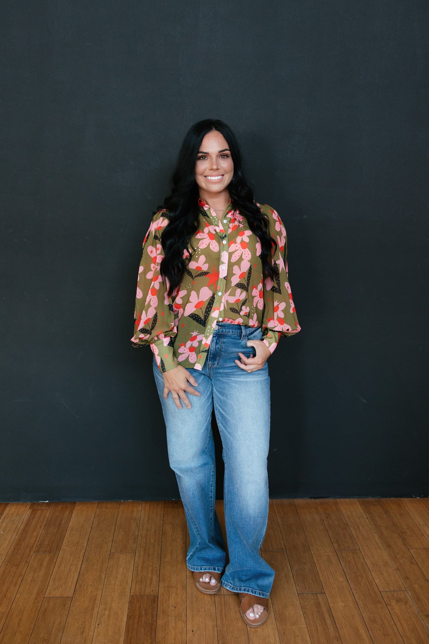 TH11 DOT FLOWER  BLOUSE (7 PIECE)