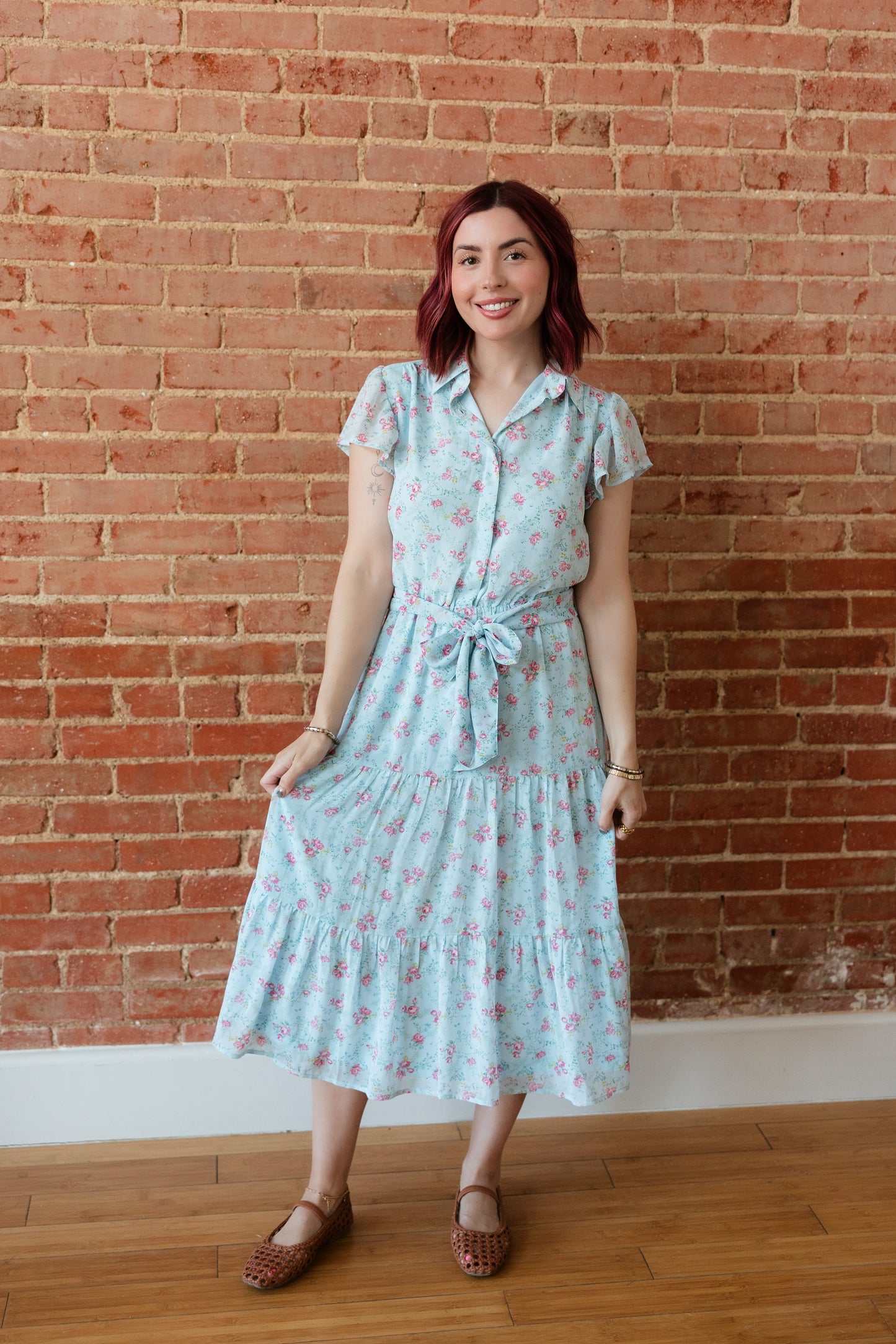 TH83 BLUE FLORAL DRESS (7 Piece)