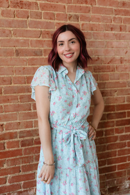 TH83 BLUE FLORAL DRESS (7 Piece)