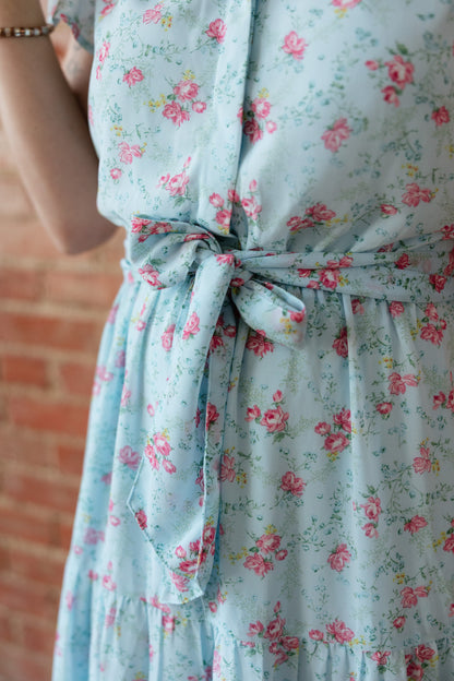 TH83 BLUE FLORAL DRESS (7 Piece)