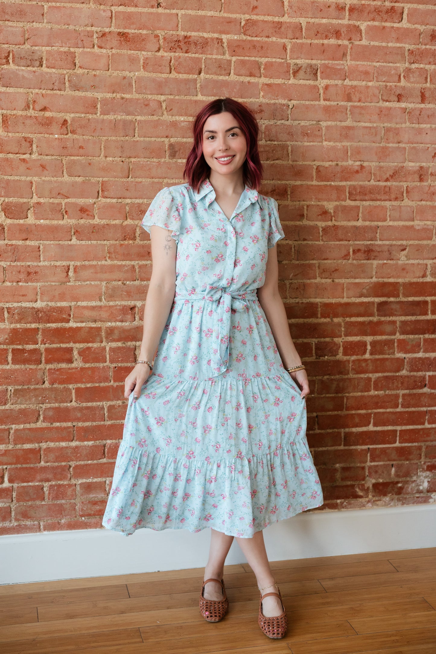 TH83 BLUE FLORAL DRESS (7 Piece)