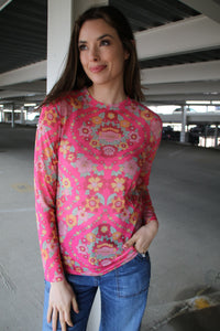 1221 GYPSY BOHO GARDEN - PINK  MESH TOP