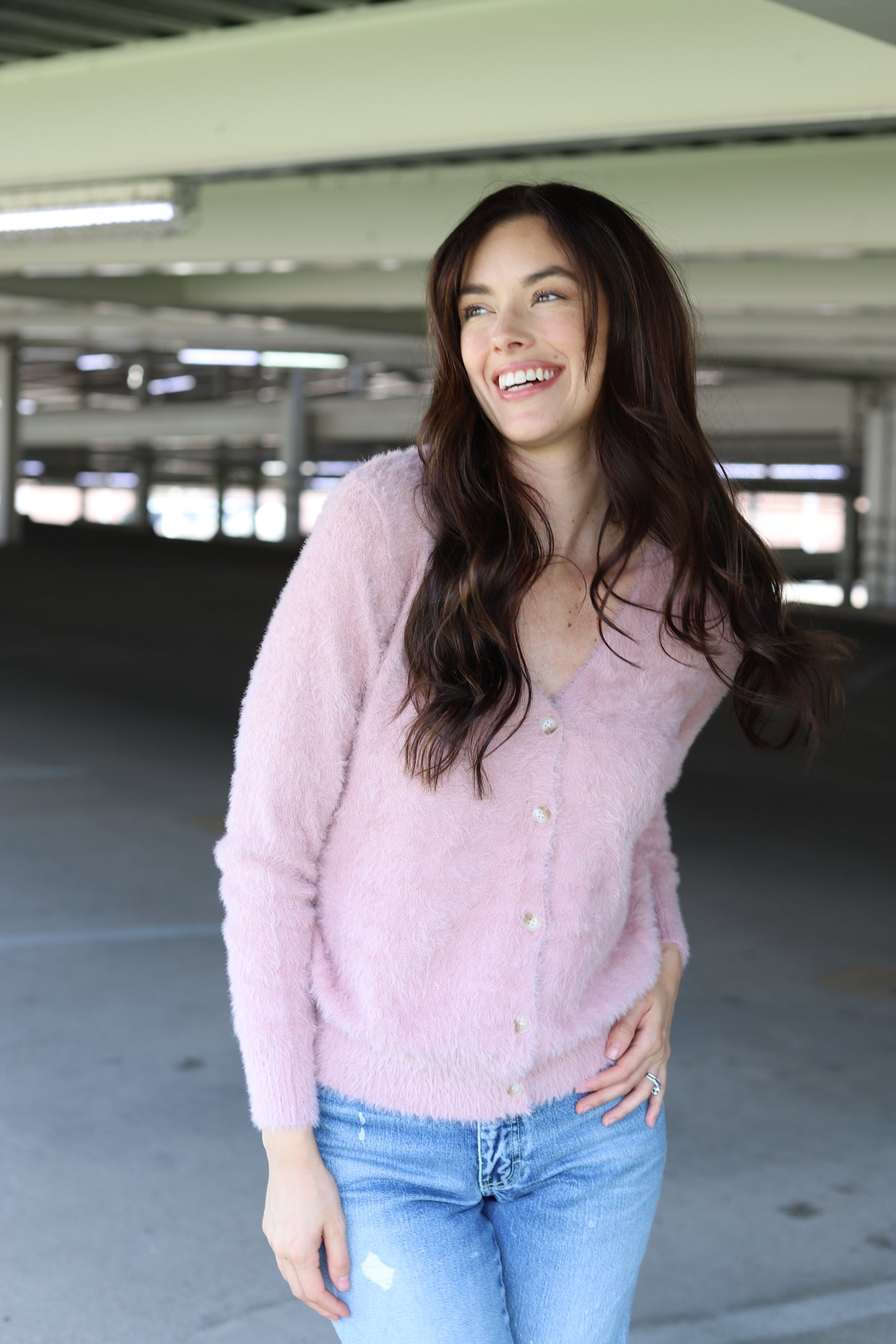 TH1625 FUZZY BUTTON SWEATER MAUVE  (7)