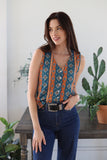 RTS TH160 TEAL AZTEC PEARL SNAP VEST (7)