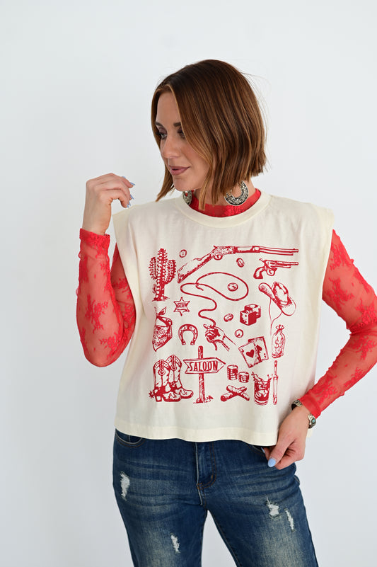 TH1221 LACE TOPS RED (7 PIECES)