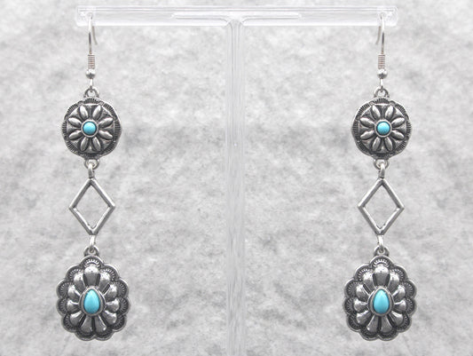 0332 T96 SILVER CONCHO AND DIAMOND DROP ER