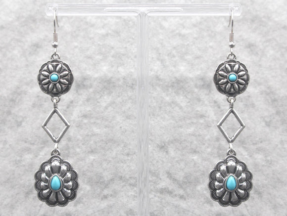 0332 SILVER CONCHO AND DIAMOND DROP ER