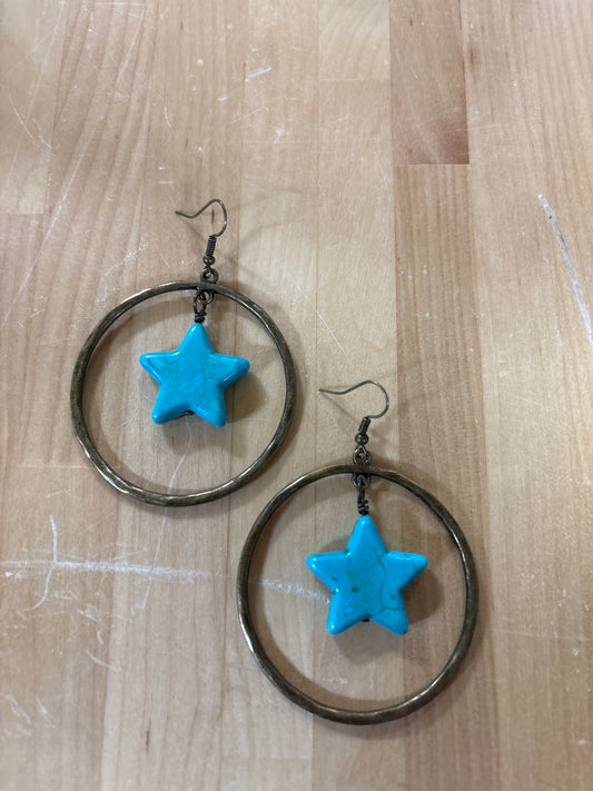 5203 R1-54 TURQ AG STAR EARRING