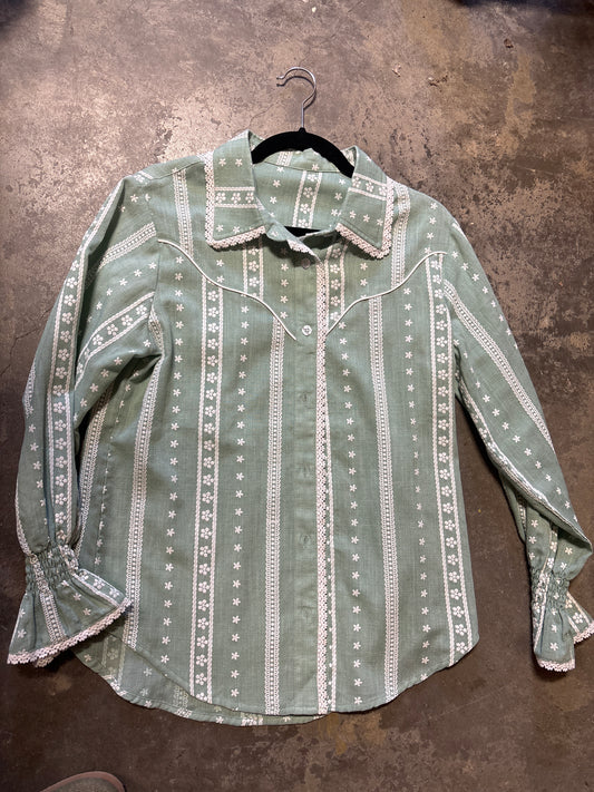 TH74 MINT GREEN FLORAL EMBRODIERY FLORAL TOP (7 PIECES)